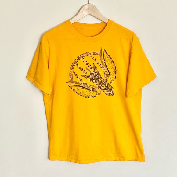Infinite Discs Roman Bomber Disc Golf Graphic Yellow T Shirt Adult size Medium - Picture 2 of 5